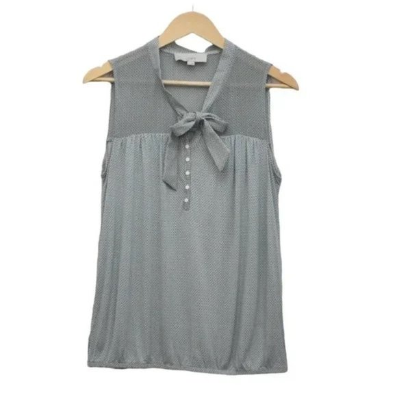 LOFT Tops - LOFT Women's Green Printed Tie Neck Accent Cinch Hem Tank Top , Size M